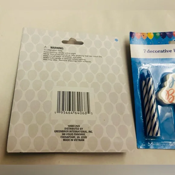 New 7 "Happy Birthday" Candles Blue Large Happy Birthday Candle made Vietnam - Picture 7 of 10